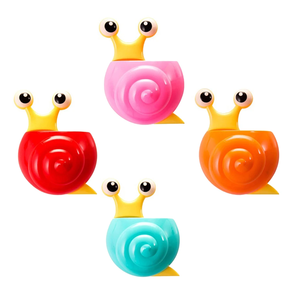 

4pcs/Pack Cute Snail Toothpaste Holder Kids Wall Suction Cup Toothbrush Container Travel Home Bathroom Organizer(Random Color)