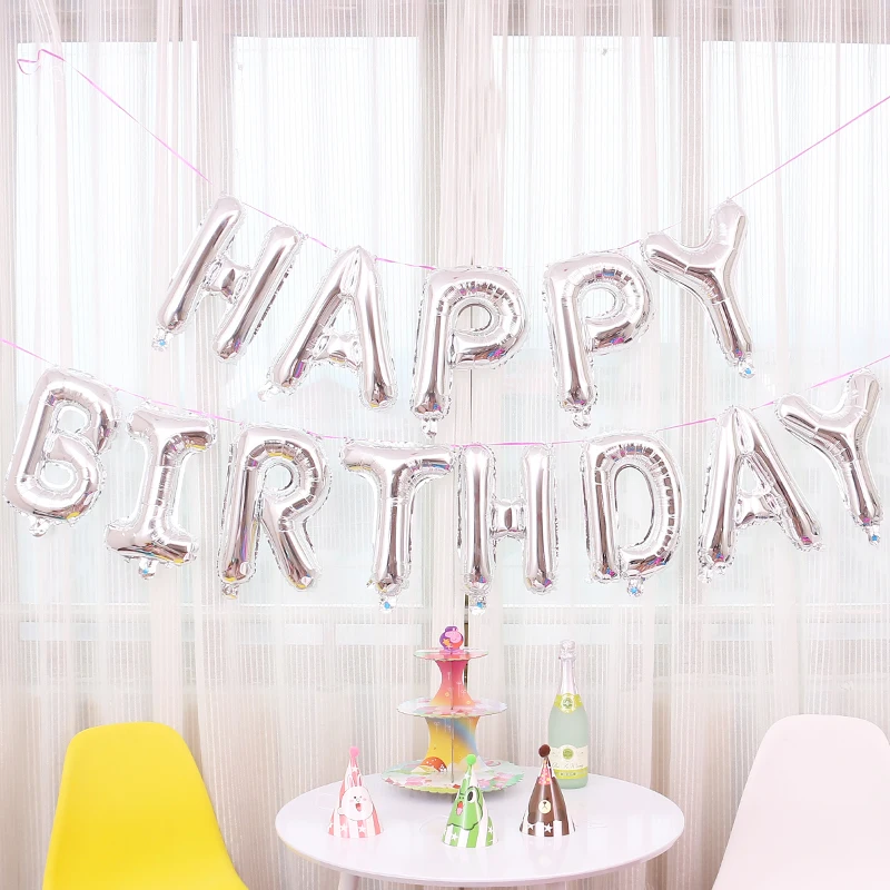 16 inches Silver Letter balloons HAPPY BIRTHDAY party supplies foil balloons kids happy birthday