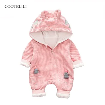 

COOTELILI 2019 Autumn New Born Baby Girls Winter Clothes Fleece Infant Clothing Baby Romper Corduroy Warm Jumpsuit 66-90cm