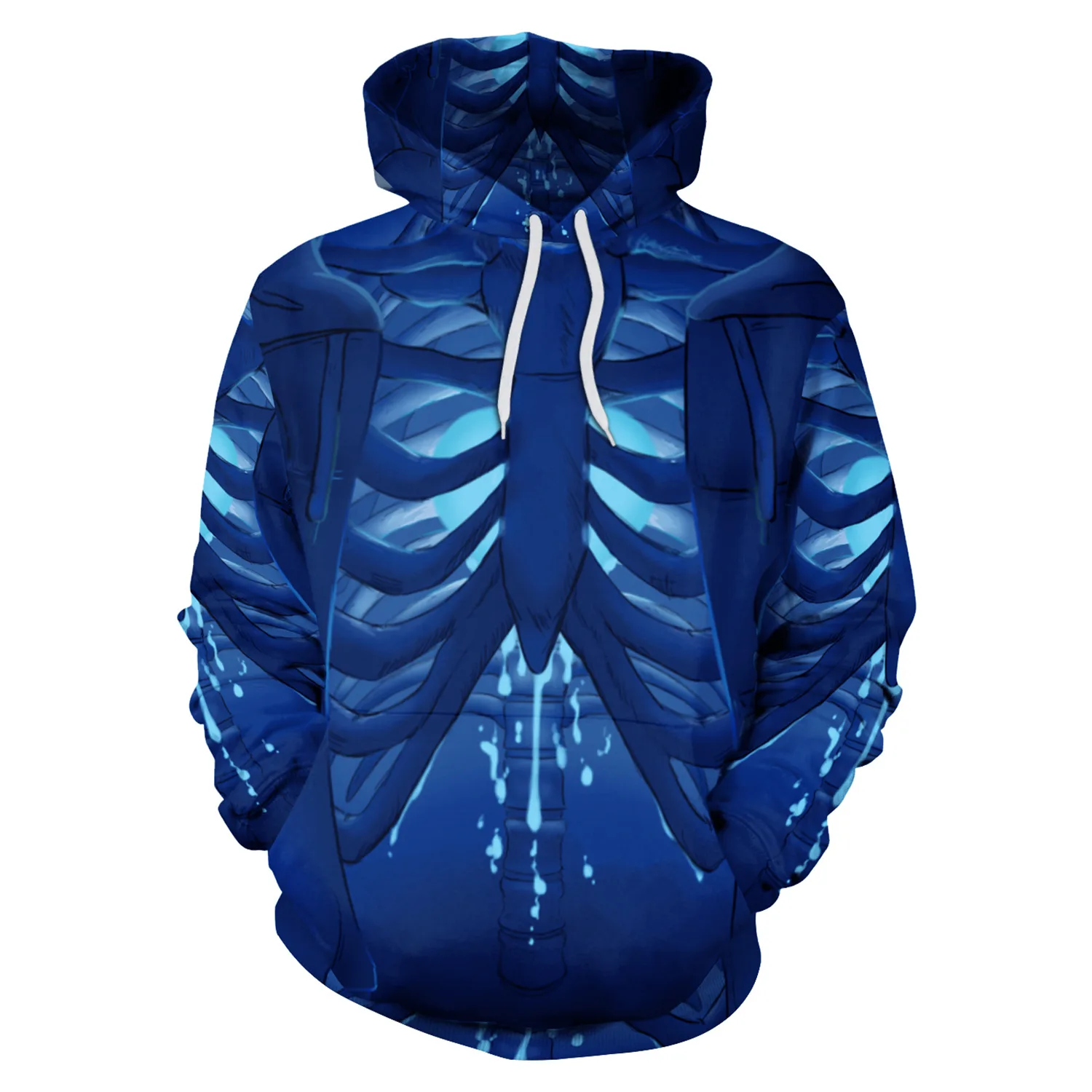 Men Hoodie Blue 3D Print Hoodies Men Loose Hooded Sweatshirt Streetwear Sudaderas Para Hombre