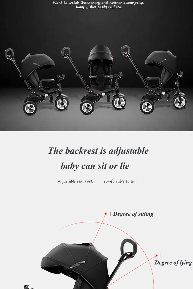 Pouch baby three wheels stroller children bicycle light folding and practical pram kids rain cover high quality for kids