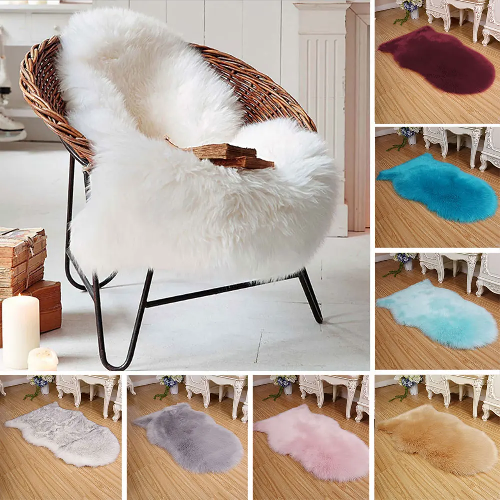 

Sheepskin Floor Mat Washable Chair Mat Hairy for Plush Decor Non Slip Home Rug Home Decor Decoration for Fashion Carpets
