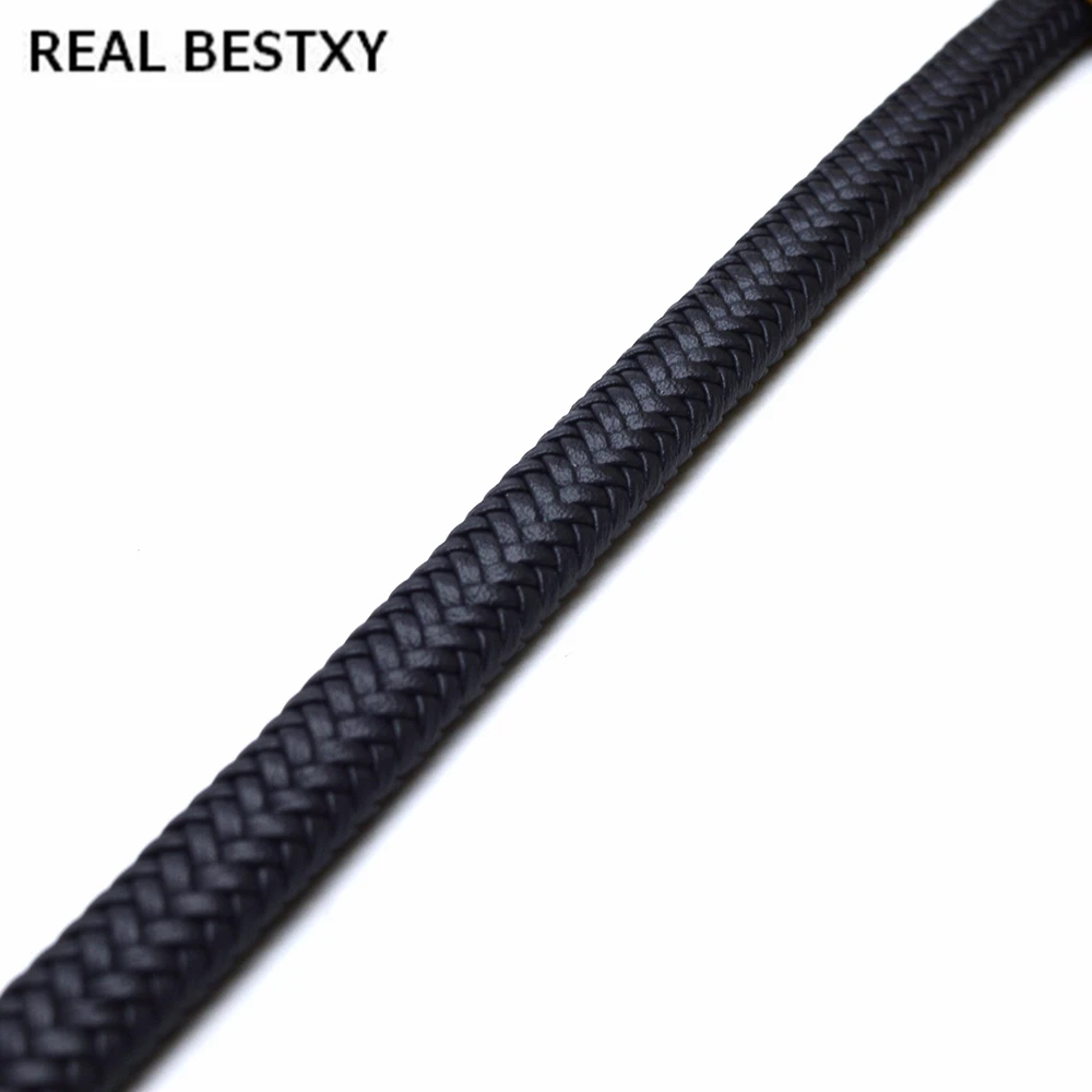 Настоящий BESTXY, 1 м/лот, 12x6 мм, с плоской задней частью, Плетеный кожаный шнур для изготовления браслетов, аксессуары для ювелирных изделий diy