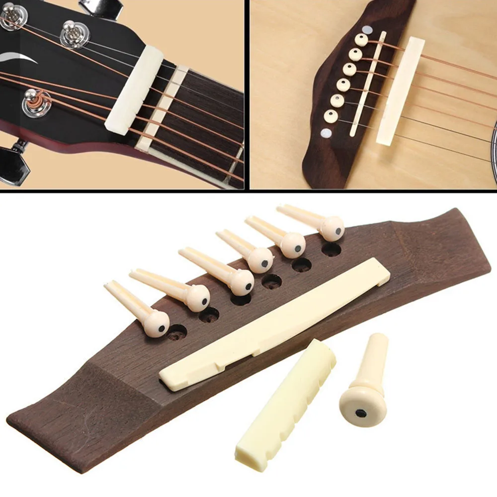 

1 Set Acoustic Guitar Bridge + Bone Bridge Pins/Saddle/Nut Saddle Guitar Parts wholesale