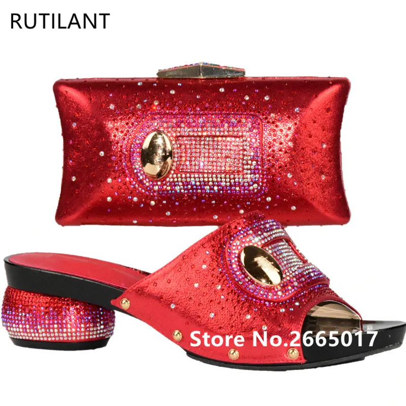 

Red Color Italian Matching Shoe and Bag Italy High Quality Women Shoe and Bag To Match for Parties Nigerian Women Shoes with Bag