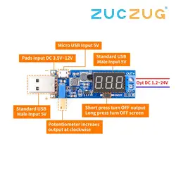 Arsmundi DC-DC 5 V 3,5 V/12 V USB Шаг вверх/вниз Питание Модуль Регулируемый комбинированные преобразователи Out DC 1,2 V-24 V