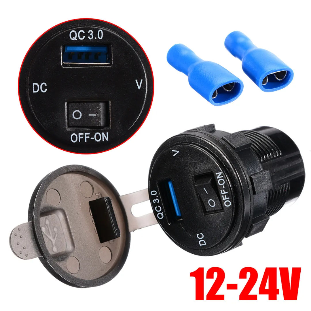 12-24V Быстрая зарядка QC 3,0 usb порты Автомобильное зарядное устройство розетка с переключателем вкл/выкл светодиодный светильник красный/зеленый/синий цифровой Напряжение+ клеммы