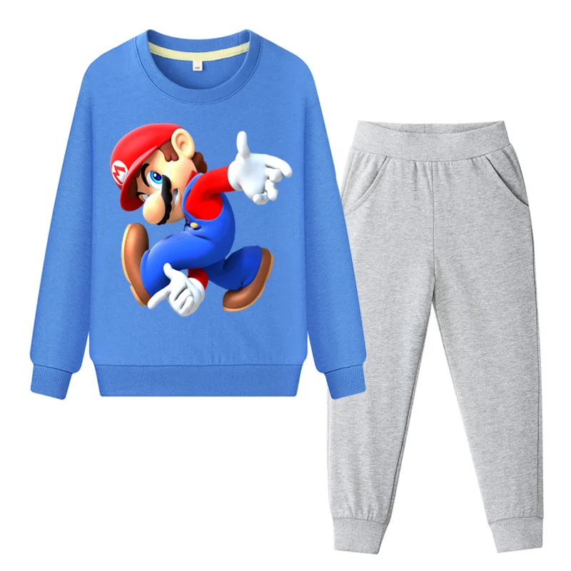 

Boys Girls Sports Tracksuits Cartoon Mario Print Coat+Pant 2PCS Suit Children Spring Autumn Clothing Sets Kids Clothes Set ZC033