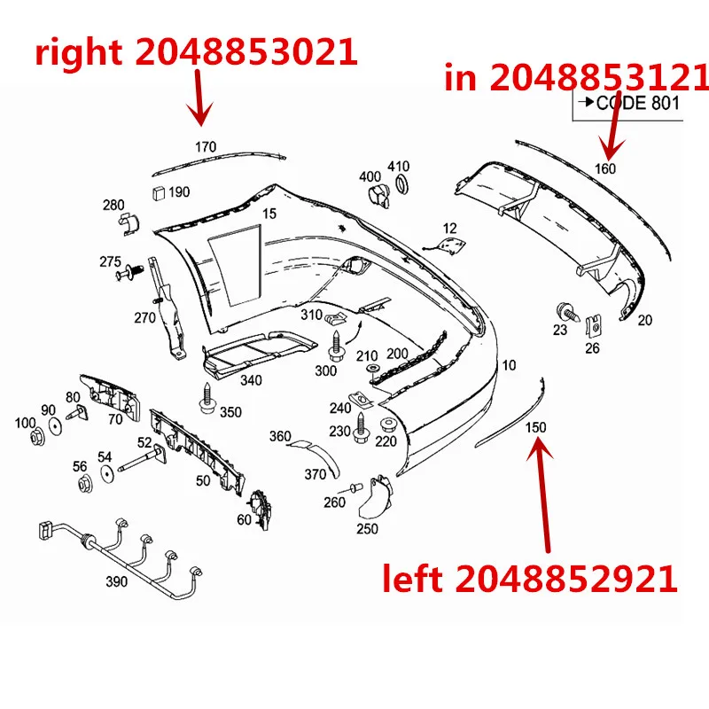 Накладка заднего бампера C180 C260 D300 2010-2013mer ced esb enzC250 C350 C63 C класс хром задний левый бамперный молдинг отделка