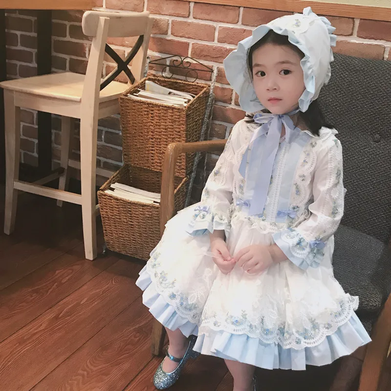 

Spring Girls Lolita Vitange Dress Spanish Children's Dresses Baby Girls Quality Madehand Princess Dresses Quality Comfortable