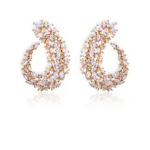 Jankelly золото Роскошные Популярные серьги-гвоздики геометрической формы циркония Большой Свадебные серьги Модные brincos Ювелирные Изделия