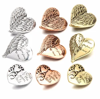 

New 20pcs Rose gold LOVE wings Metal 18mm Snap buttons for Snap jewelry Bracelet For women