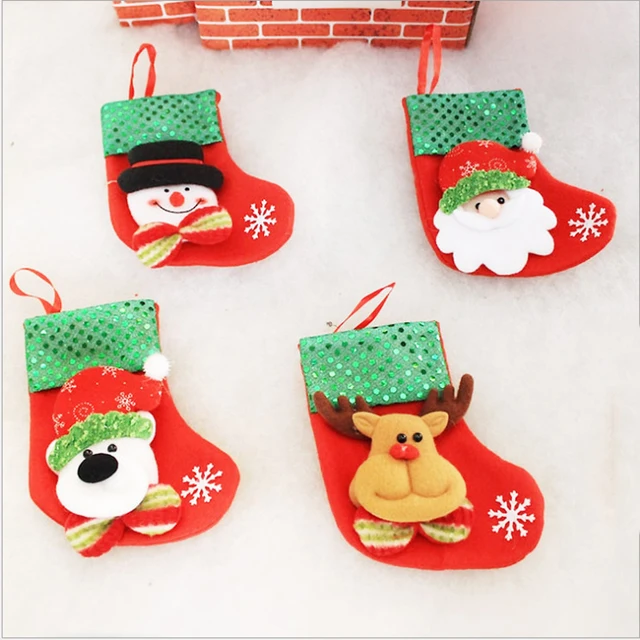 8 pieces lot small sequins christmas stocking christmas decorations