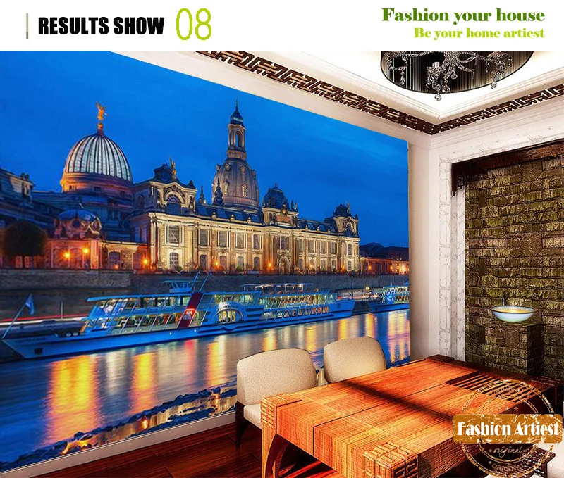 カスタム3d壁紙muralヨーロッパ都市建物港ヨット夜景照明川テレビソファ寝室リビングルームレストラン 3d Wallpaper Murals 3d Wallpapercustom 3d Wallpaper Aliexpress