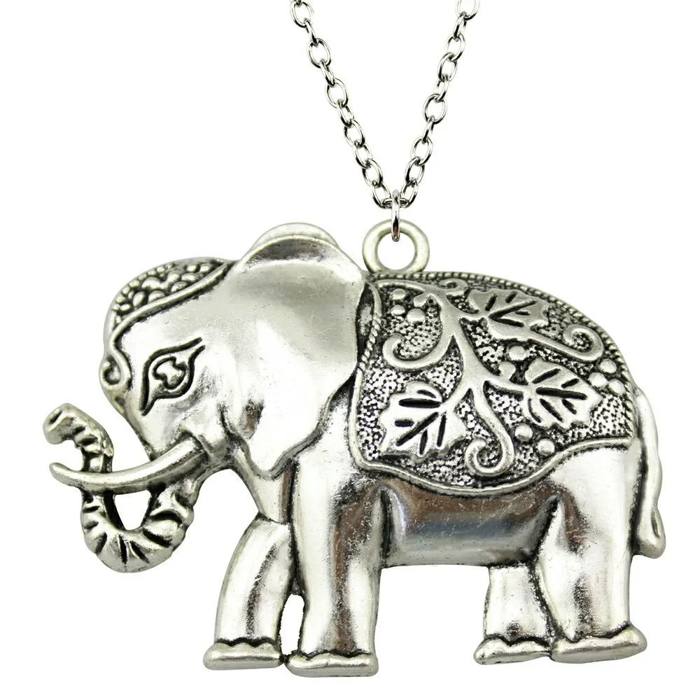 

WYSIWYG 2 Colors 74x50mm Elephant Pendant Necklace, Fashion Jewelry Gift For Women Dropship Jewellery
