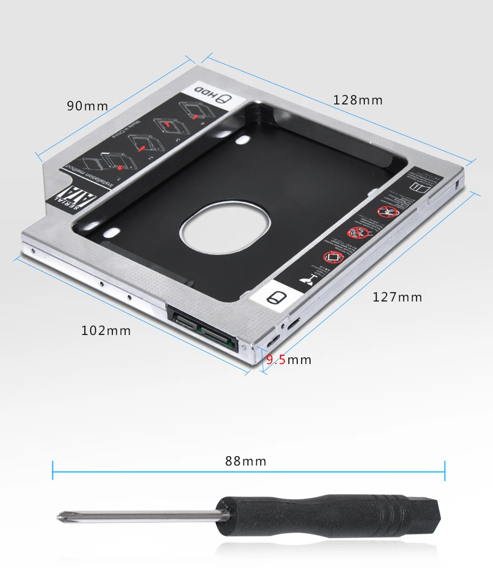 DeepFox SATA на SATA 2nd HDD Caddy для 9 мм 9,5 мм SSD корпус жесткого диска корпус для ноутбука ODD Optibay CD-Rom 10 шт./партия