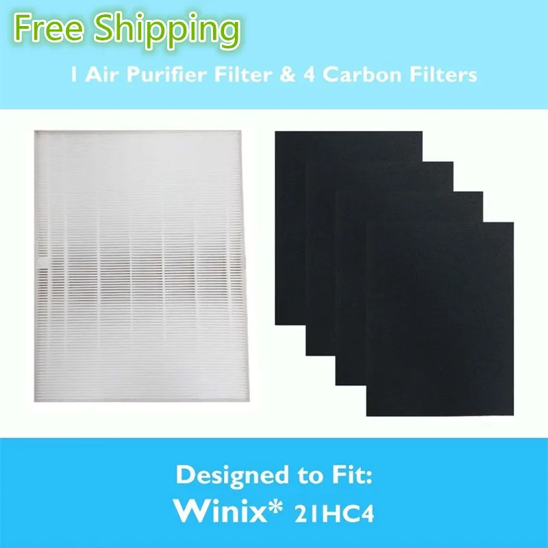 1Main HEPA Filter and 4 Carbon Filters PlasmaWave Size 21 for WAC5300, WAC5500, WAC6300, 5000, 5000b, 5300, 5500, 6300 & 900