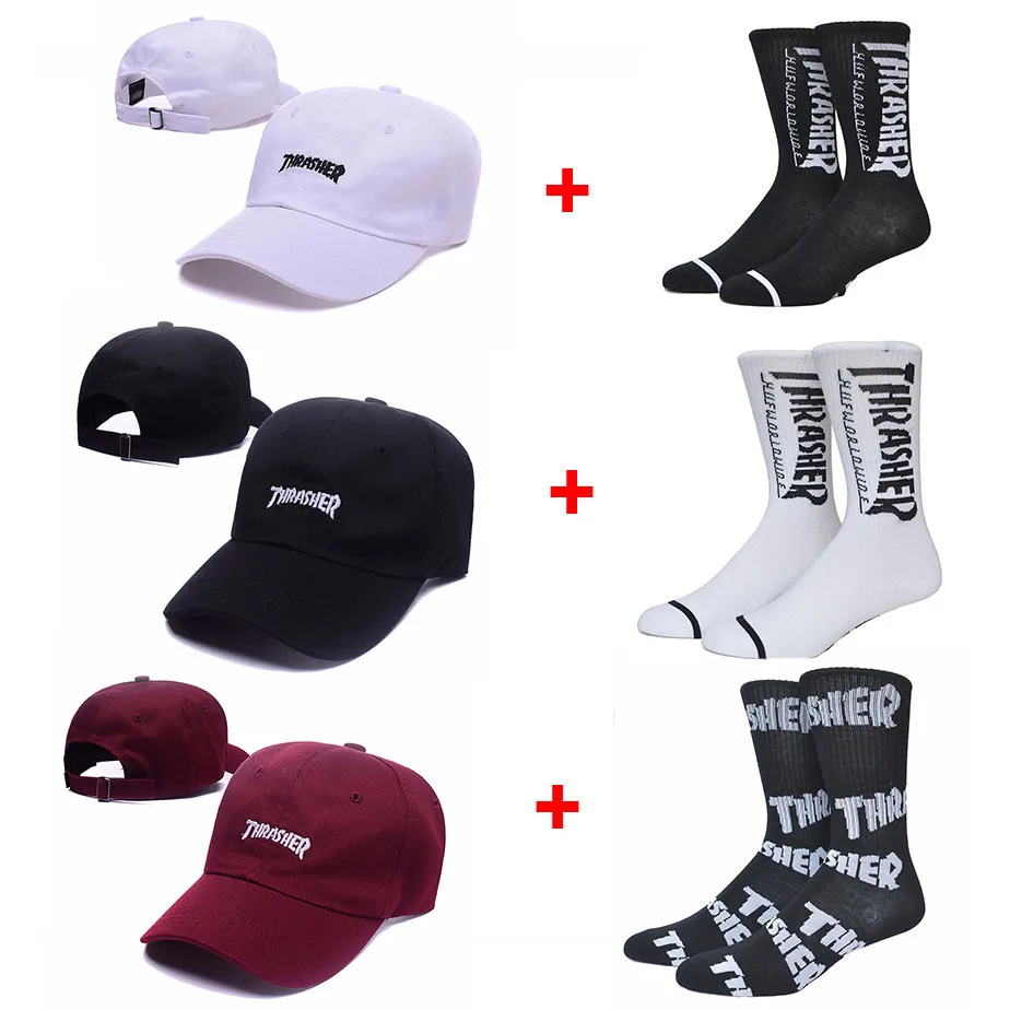

Harajuku Tide Thrasher Cap Men Solid Color Embroidery Letter Baseball Caps Outdoor Sports Sunscreen Hats For Men & Women 370