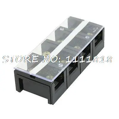 

200A 600V 4 Position Clear Covered Screw Terminal Barrier Block