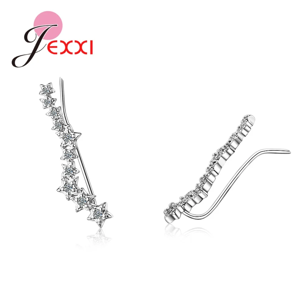 

New Women Delicate Star Shape 925 Sterling Silver Ear Clip Cuff Earrings Clip Koeran Style Jewelry Without Piercing Daily