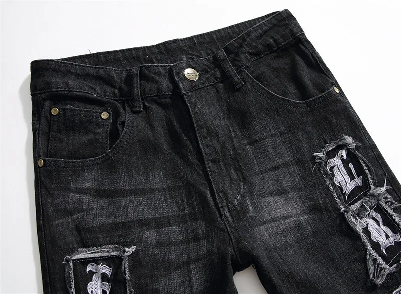 Mcikkny Men's Ripped Denim Jeans Trousers Tiger Embroidered Straight Jeans Pants Hip Hop Streetwear Pants For Male Size 29-38 (6)