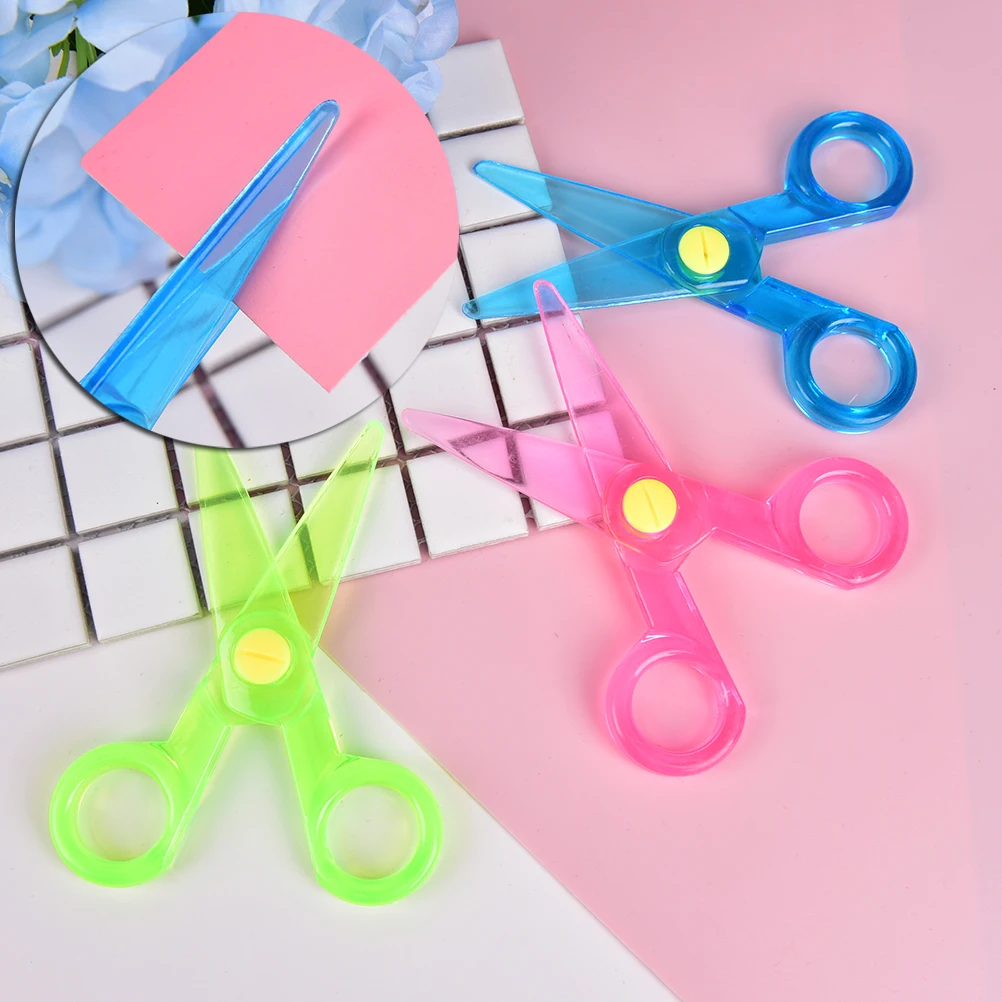 

Mini Safety Plastic Scissors Round Head Safety Scissors Stationery Student Kids DIY Paper Cutting School Supplies Random Color