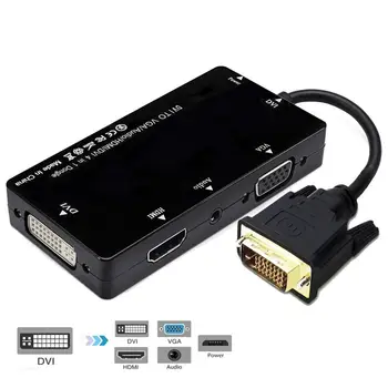 

Adapter cable DVI to VGA/Audio/HDMI/DVI 4in1 Dongle Multiport Splitter Converter For HDTV PC Monitor Projector
