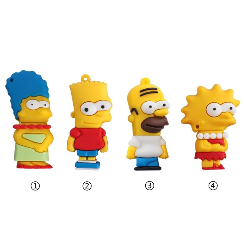 100% real capacity cartoon simpson usb pendrive 64GB 8GB 4GB 16GB 32GB pen drive usb 2.0 flash memory stick with free shipping