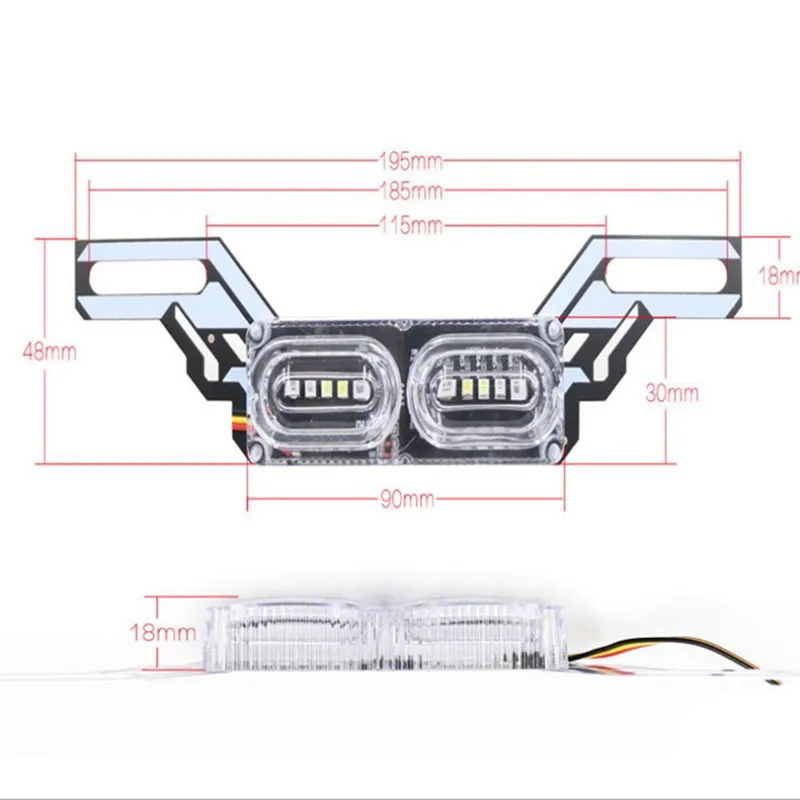 دراجة نارية سكوتر مركبة كهربية 12V60V تعديل LED اللون ضوء الضوء الخلفي لوحة ترخيص ضوء فلاش سباق الحصان ضوء الفرامل