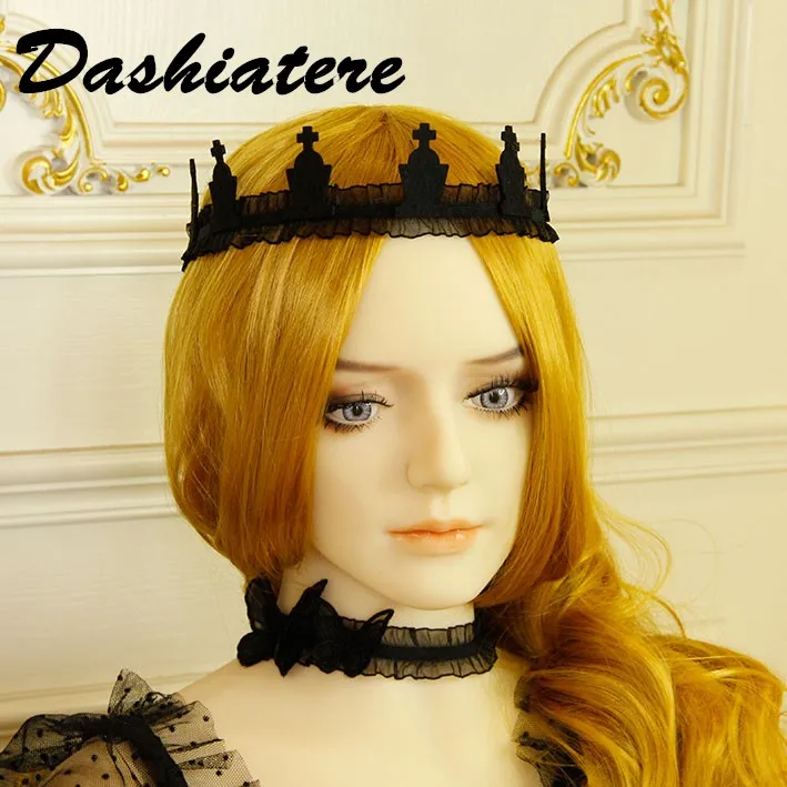 Женская винтажная тиара черная королевская обруч для волос в готическом стиле