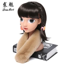 Натуральный мех девочек шарфы кролик Фирменная Новинка мягкая Детские зимние штаны Обувь на теплом меху шарф прекрасный 58 см с натуральным кроличьим мехом шарфы для детей