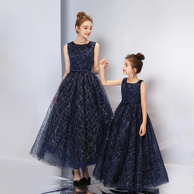 

Elegant Princess Dress Children Girls Evening Party Dress & Mom Summer Kids Dresses For Girls Costume Flower Girls Wedding Dress