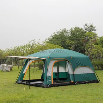 

Hot sale 8-12 persons party family ultra huge big outdoor camping tent fishing wind rainproof beach tent 2 bedroom 1 living room