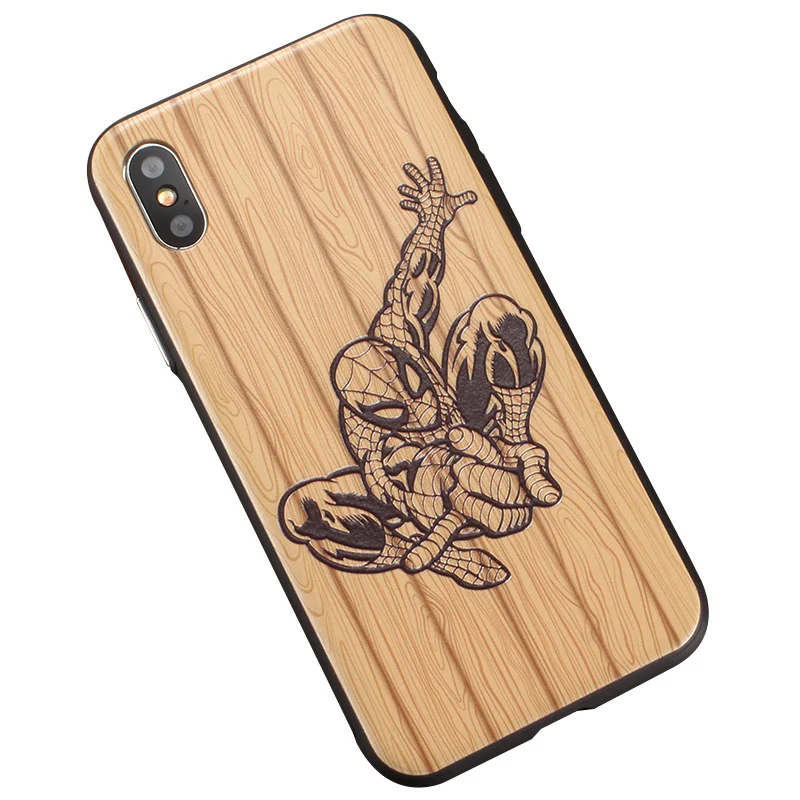 

Roc Joan Wood Grain Pattern Phone Case For Apple iPhone XS Max X XR 8 7 6 6S Plus Cover Vintage PC and Soft TPU Edge Coque