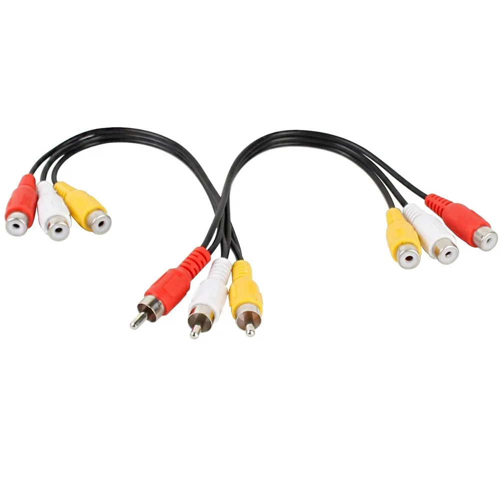 RCA cable 3 RCA Male Jack to 6 RCA Female Plug Splitter Audio Video Av Adapter Cable (3)