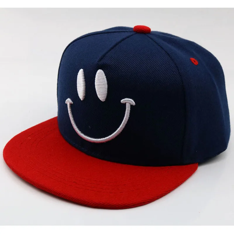 От 2 до 8 лет летние детские бейсболки шляпы от солнца мультфильм смайлик вышивка бейсболка с козырьком дети gorra мальчики девочки хип-хоп шляпа - Цвет: Navy Blue
