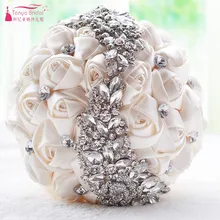 Кремовая свадебная брошь цвета слоновой кости букеты Ramos de Novia Искусственные цветы Кристальный Свадебный букет невесты букеты D445
