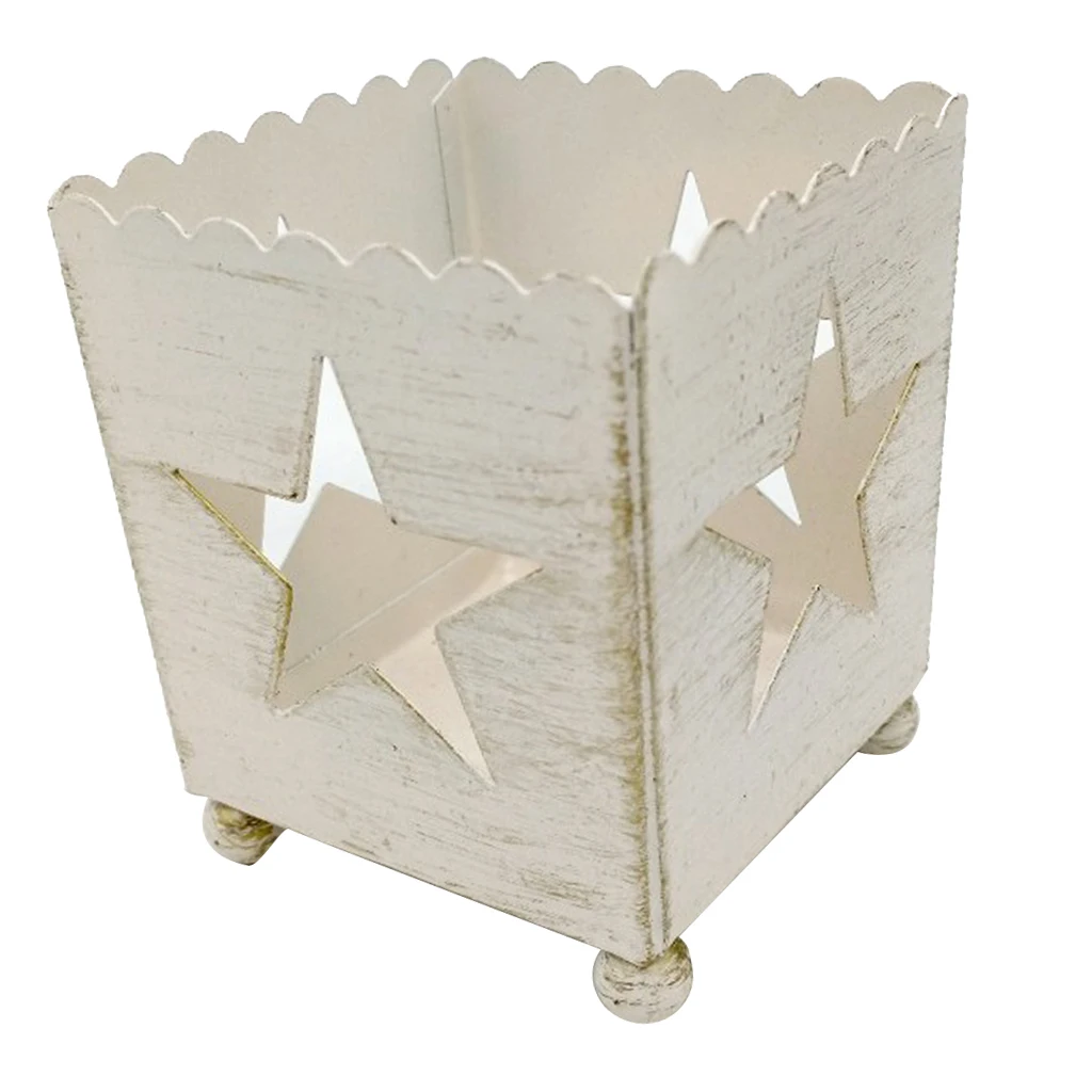 Mini 5x6.5x5.5CM Vintage Wrought Iron Christmas Candle Holder Hollow Star Tree Tree Heart Home Party Decoration