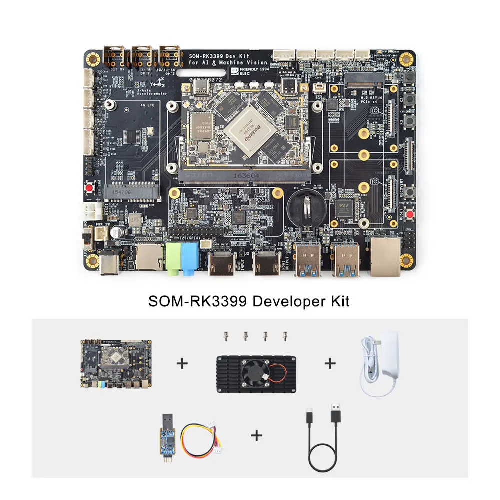 SOM-RK3399 AI Developer kit WiFi BT Поддержка Гбит/с Ethernet и двухэкранный дисплей Android/Ubuntu/QT/buildroot HDMI IN/OUT - Комплект: Комплект 2