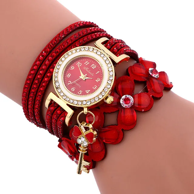 2018 Hot Fashion Luxury Brand Hot Women Rhinestone Bracelet Watch Pu Leather Flo 2018 Hot Fashion Luxury Brand Hot Women Rhinestone Bracelet Watch Pu Leather Flo