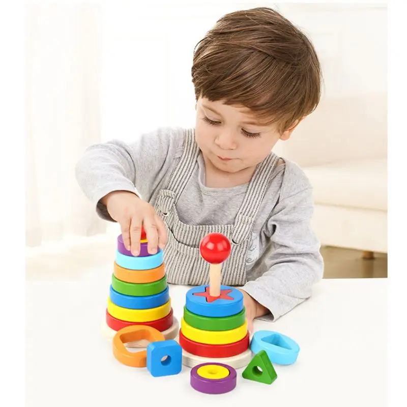 Новый Радужный штабелер форма сопряжения восприятия цвета классическая игрушка подарок игрушка для ребенка блоки