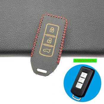 

Praise Leather car key case cover set fob for MITSUBISHI OUTLANDER Lancer EX ASX colt Grandis Pajero sport Remote Protection