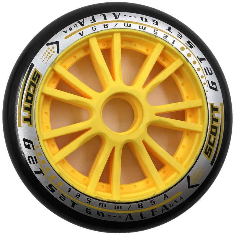 Профессиональные женские/мужские скоростные коньки колеса большой круглый торт взрослых 125 мм колеса для роликовых коньков - Цвет: 125MM yellow