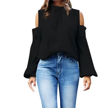 

#4 DROPSHIP 2018 NEW HOT Fashion Ladies Women's Bow Collar Tops Long Sleeve Off Shoulder Solid Casual Freeship