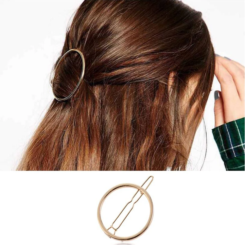 Shuangshuo Trendy Girls Round Hairpin Simple Barrettes Korean Circle Shape Hair Clips for Women Metal Alloy Handmade Hairgrip | Украшения и
