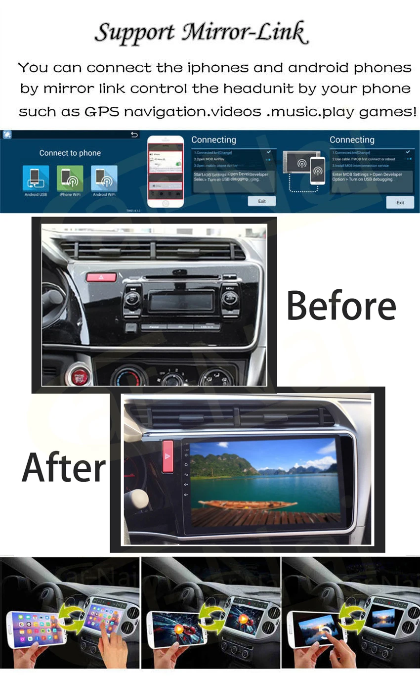Excellent Android 8.1 Car GPS Navigation For Honda City Greiz Gienia 2015-2018 Support Stereo Audio Radio Video Bluetooth 5