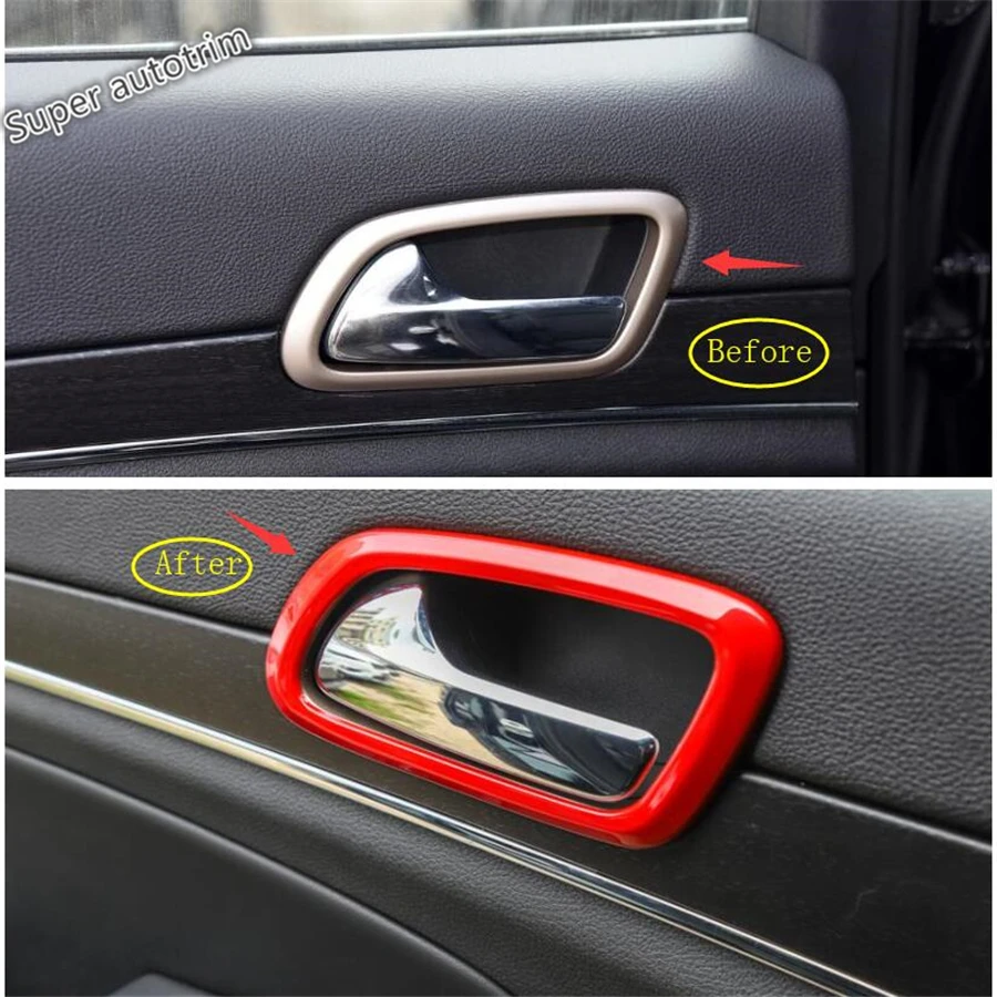 

Внутренняя дверная ручка Lapetus, накладка на раму чаши, АБС-пластик, подходит для Jeep Grand Cherokee 2011-2019, матовый, красный, из углеродного волокна