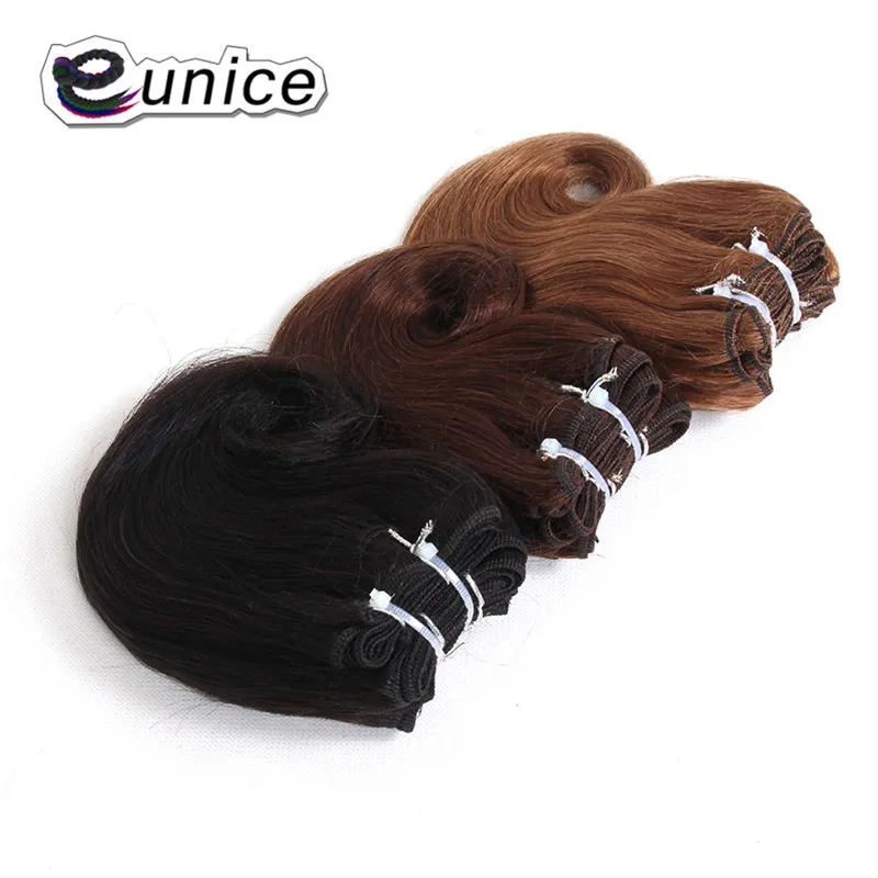 Onda do Corpo Eunice Polegada Curto Tecelagem Cabelo Sintético 4 Pacotes – Pacote Ombre Tecer 100 Gram Natural Cores Dupla Trama 8