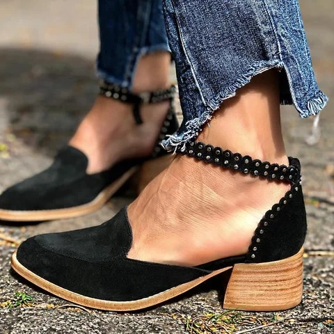 

LOOZYKIT Summer Mid-heeled Sandals Buckle Strap Summer Pumps 4cm Block Heels Shoes Quality Assurance US Size 4.5-11