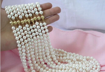 

Miss charm Jew1025 10 pieces 24" 9-10mm round white freshwater pearl necklace